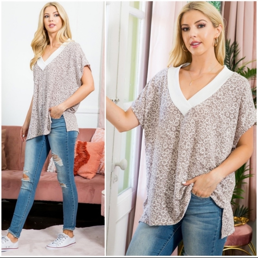 New Mauve floral oversized blouse